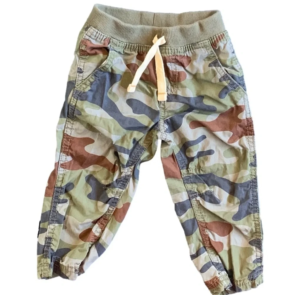 Carter’s Black Brown Gray Green Army Fatigue Pants Size 12mos